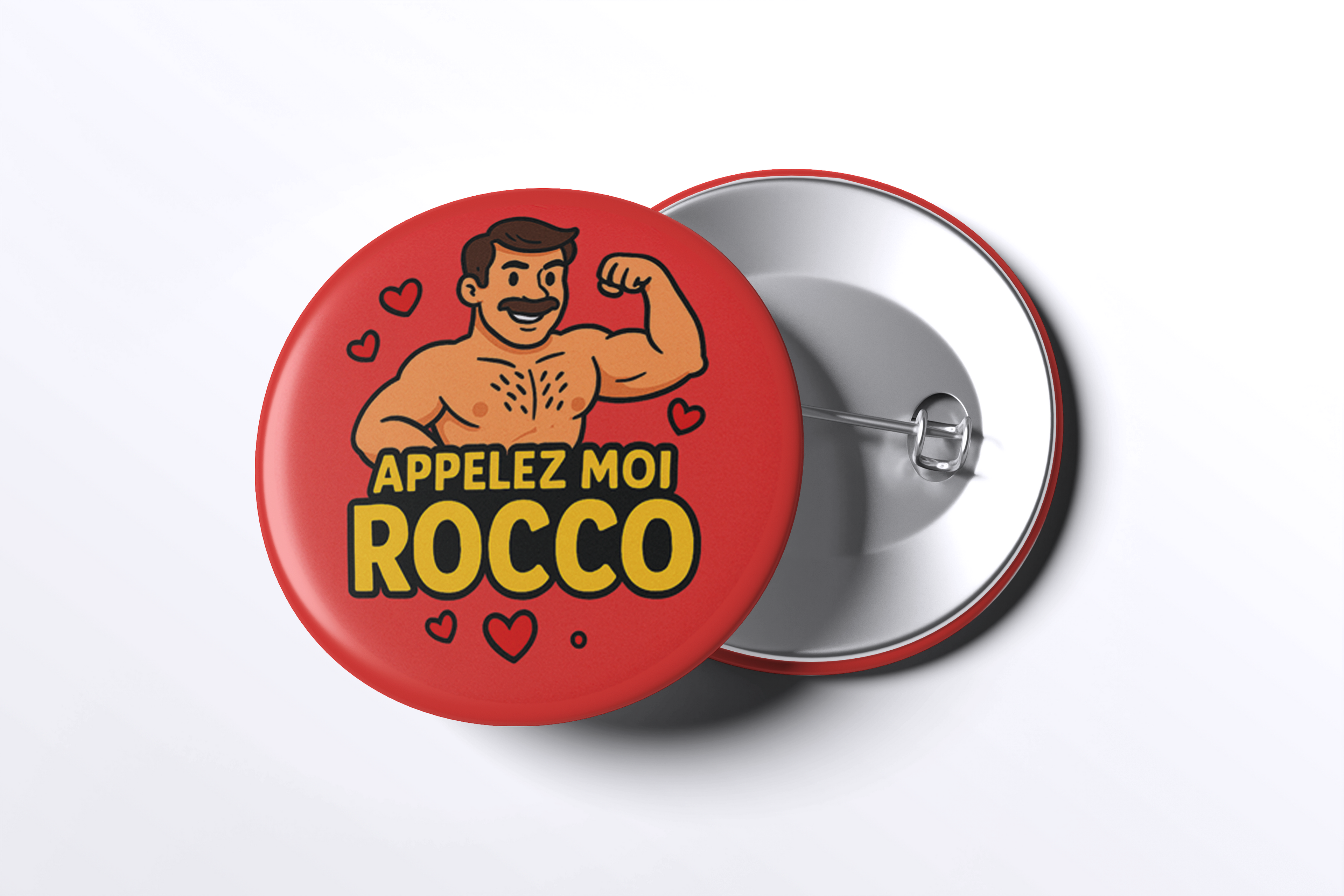 Badge Appelez moi Rocco